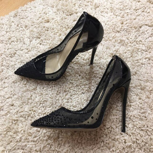 NEW,Black, white high heels wedding shoes 12cm